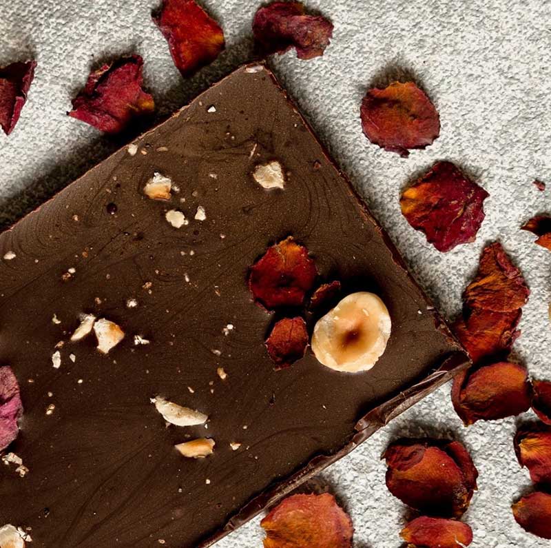 Rose and Hazelnut Dark Chocolate